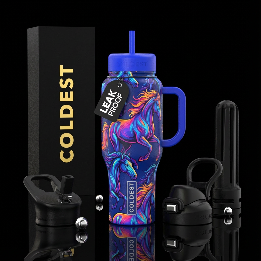 Horse heads water bottle design