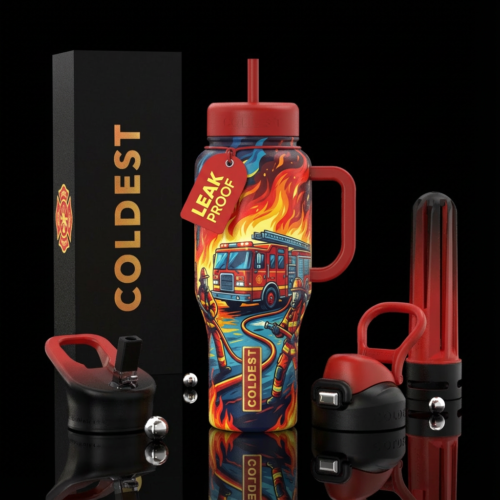 Firefighter water bottle design