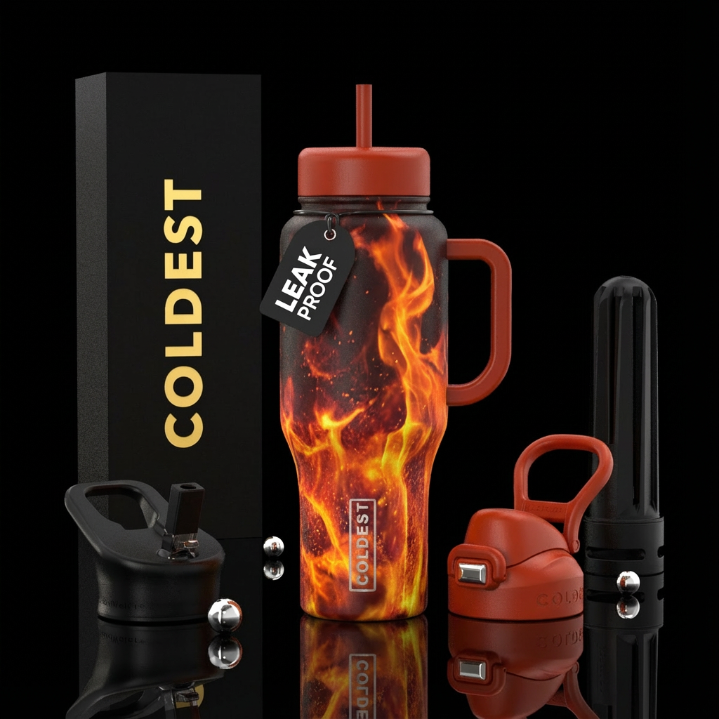 True to life flames water bottle design