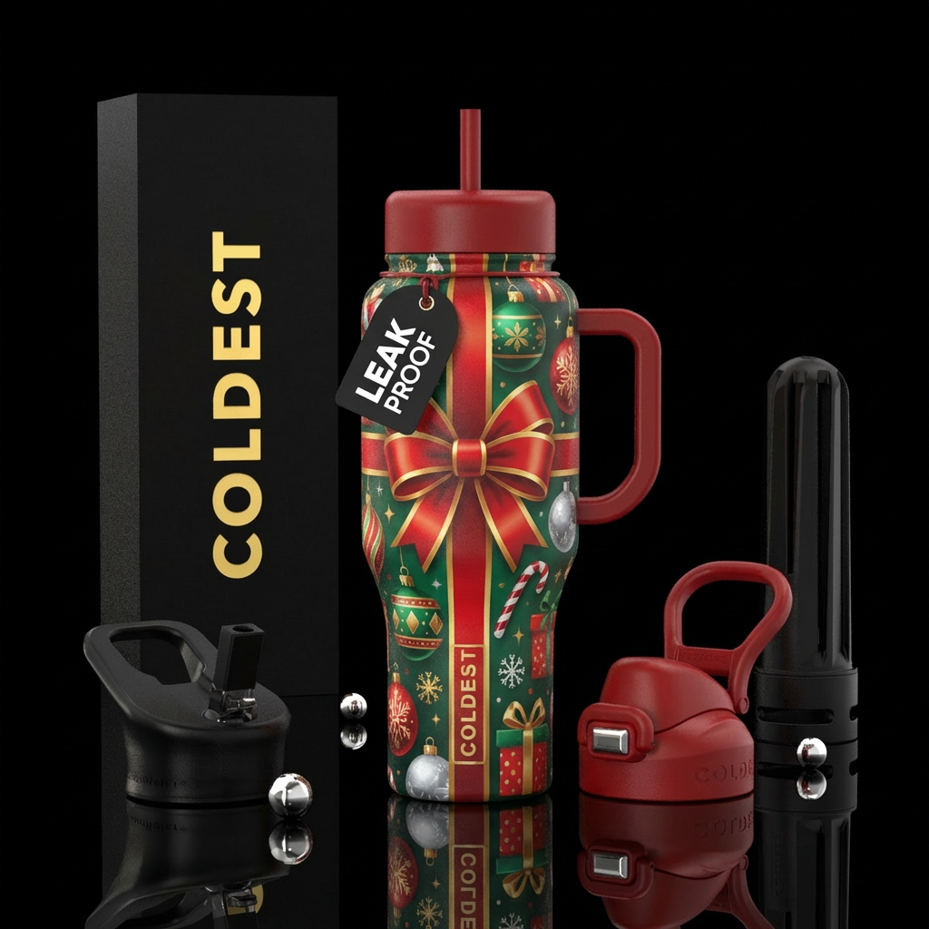 Holiday gift water bottle design