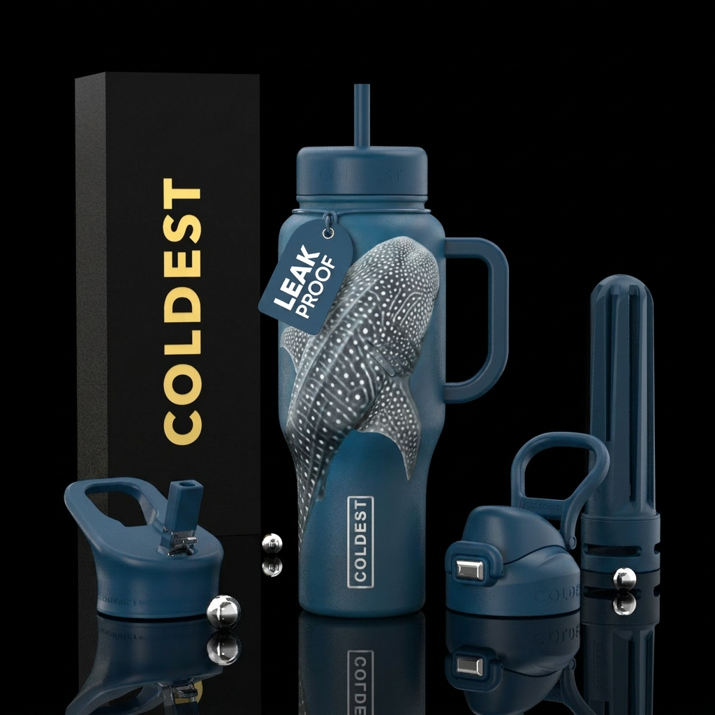Whale shark water bottle design