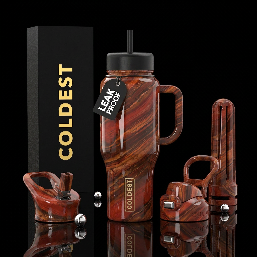Banded Red Jasper water bottle design
