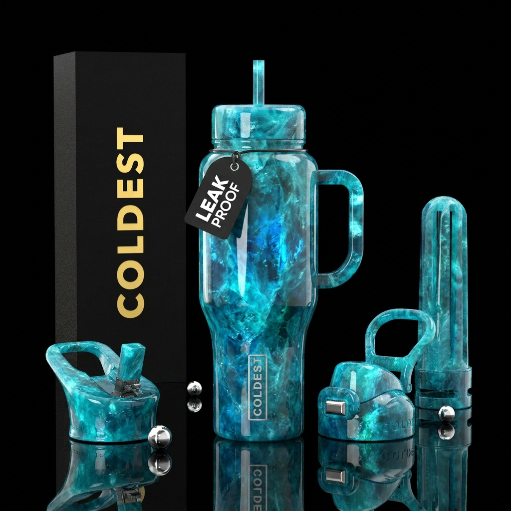 Aquamarine water bottle design