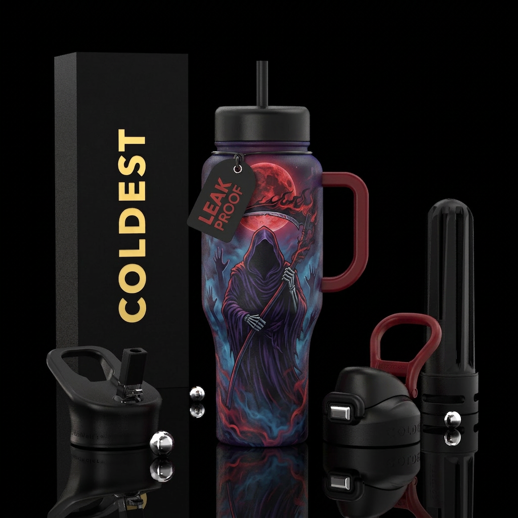 The Reaping water bottle design