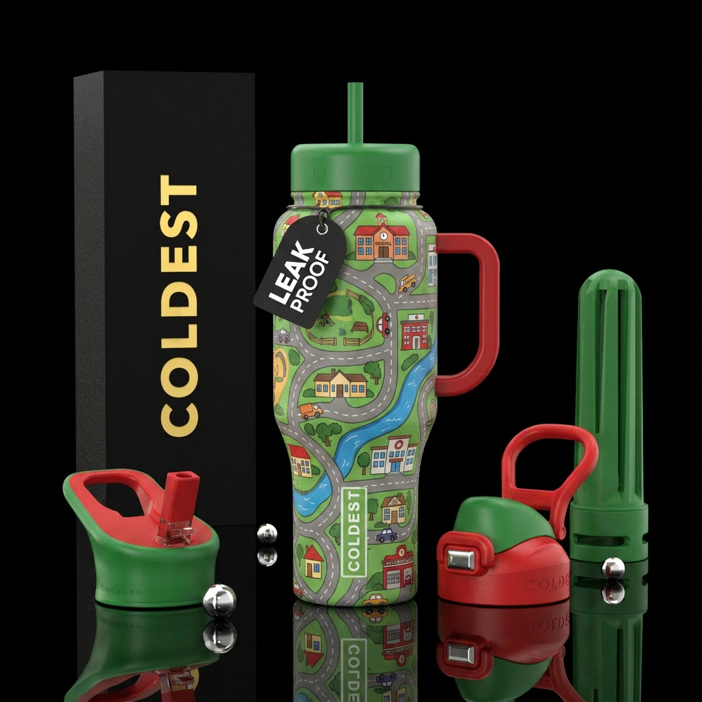 Kid Road Rug water bottle design