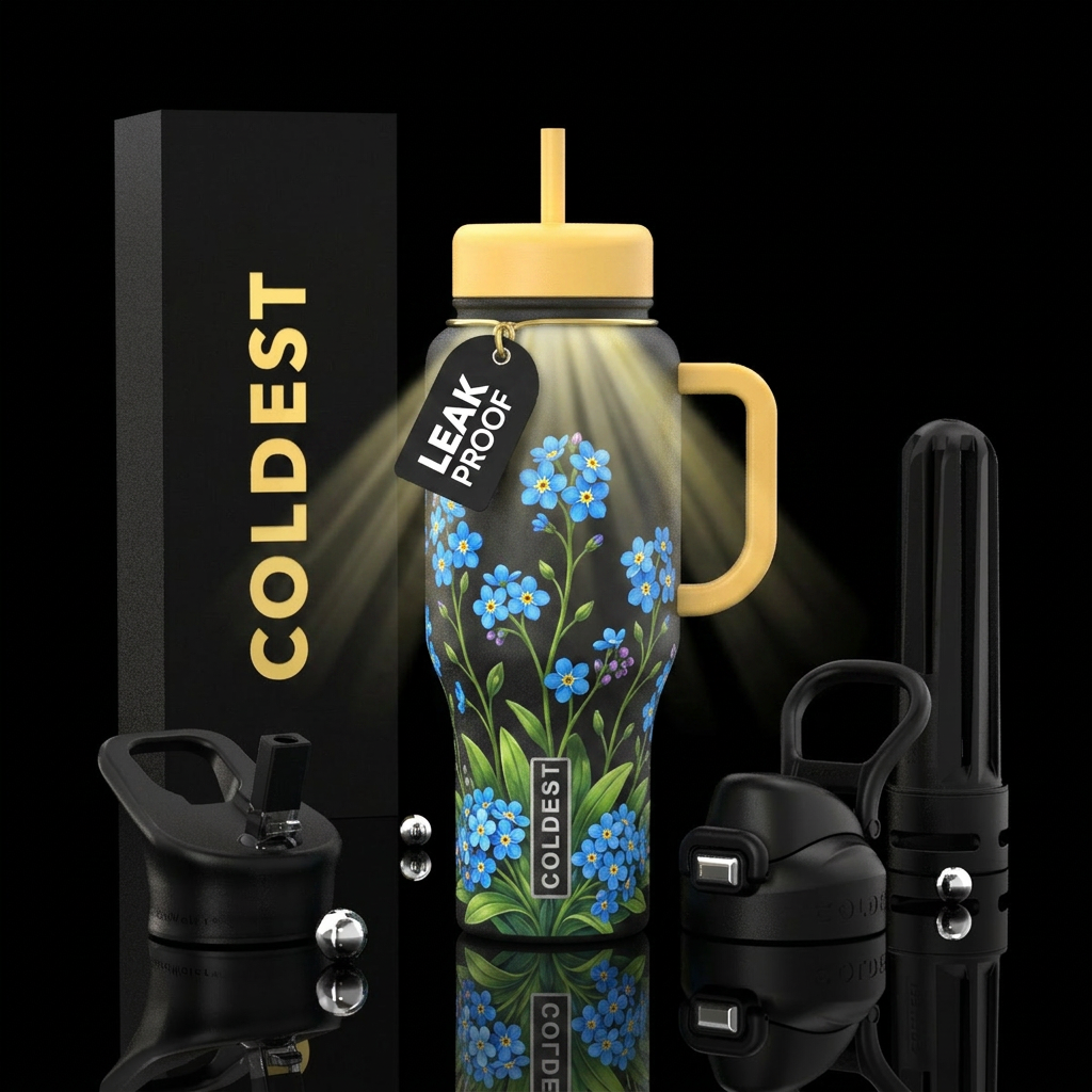 Forget-me-nots water bottle design