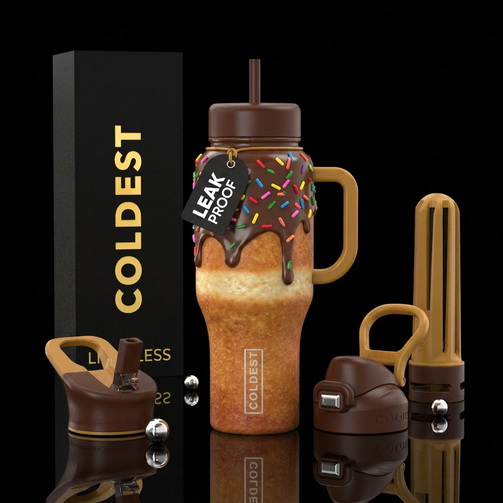 Chocolate Frosting Rainbow Sprinkles water bottle design