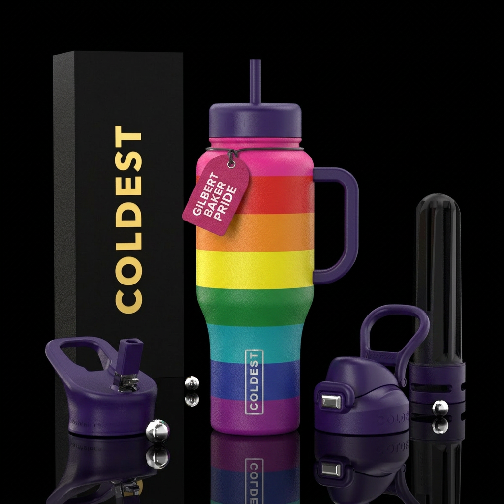 Gilbert Baker Pride Flag water bottle design