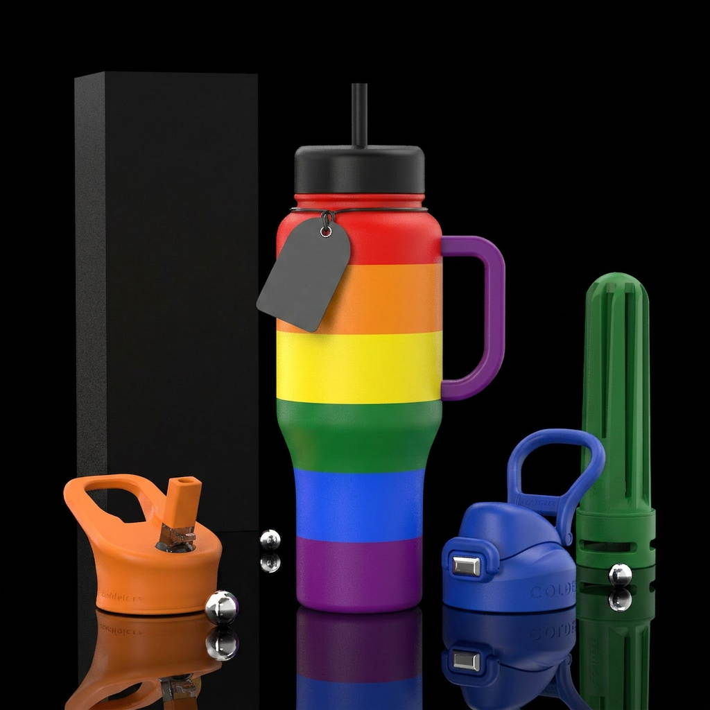 Traditional Pride Flag water bottle design