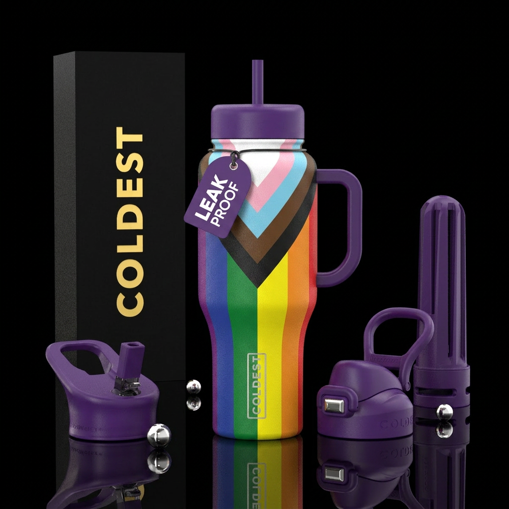 Progress Pride Flag water bottle design
