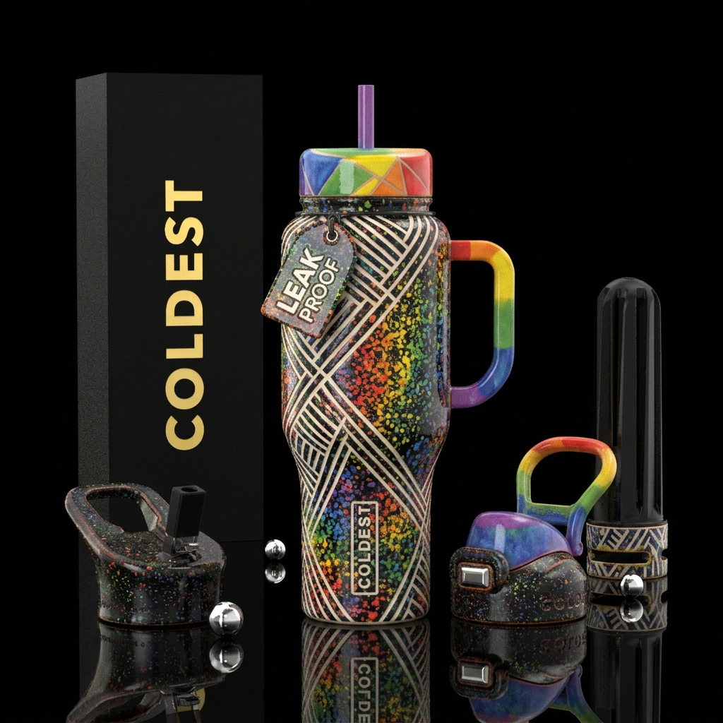 Rainbow Speckled Ceramics water bottle design