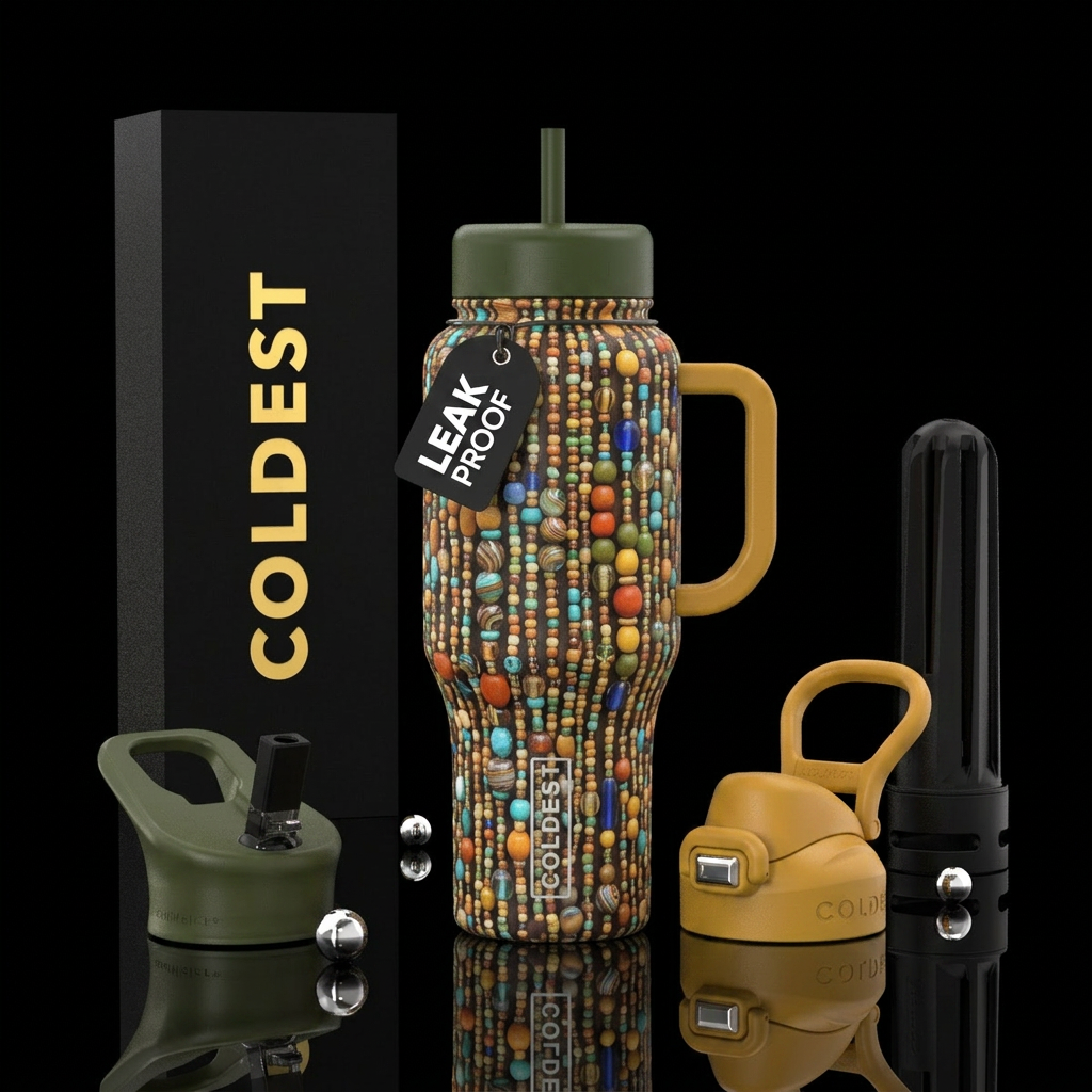 Beaded Curtain water bottle design