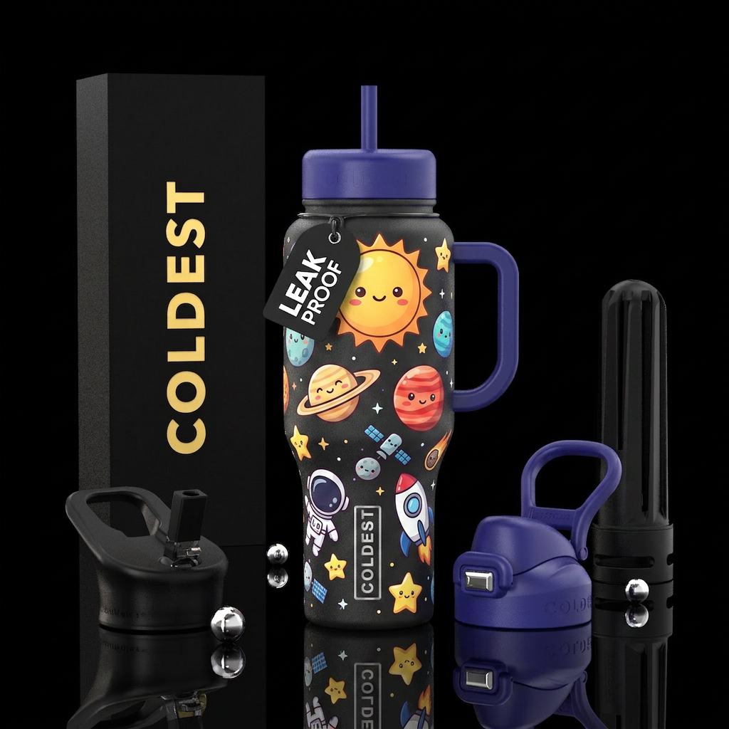 Kawaii Space water bottle design