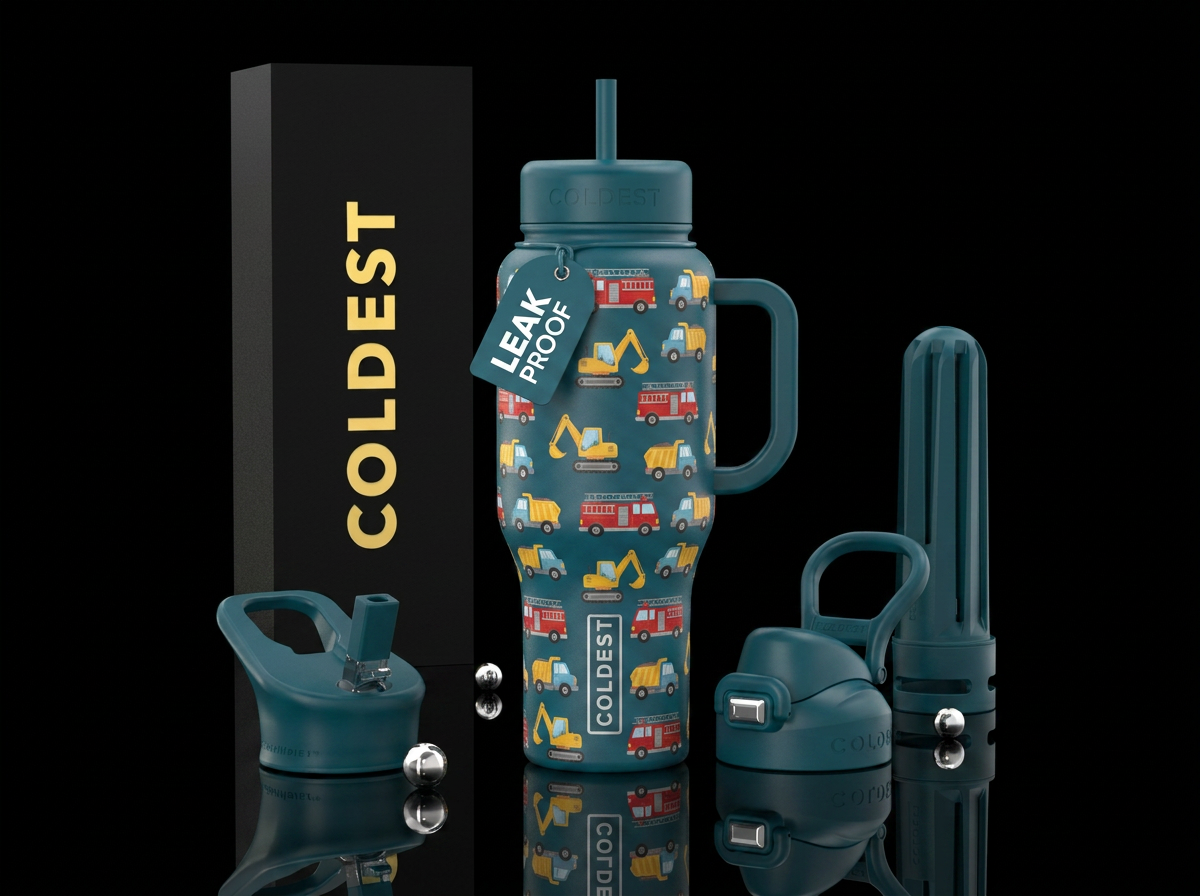 Baby trucks water bottle design