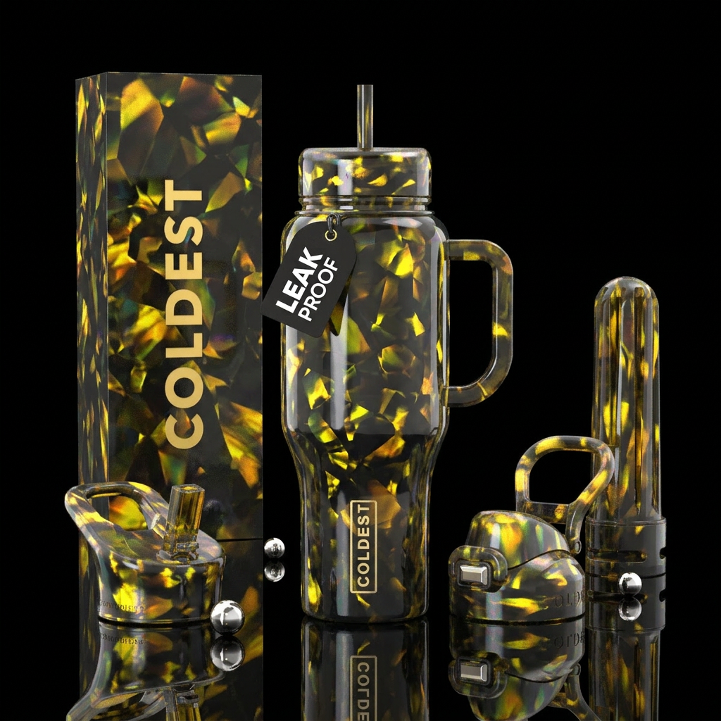 Black and yellow opal water bottle design