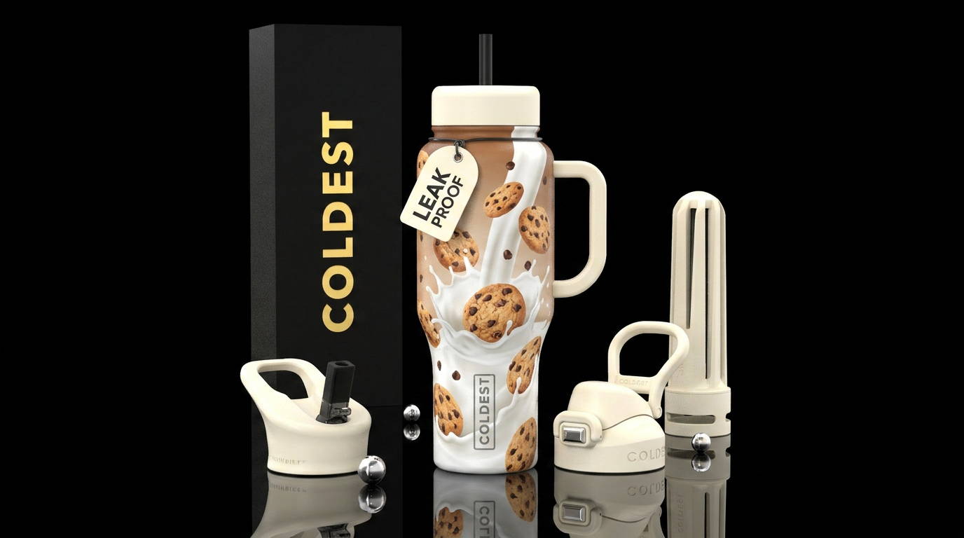 Milk and cookies water bottle design