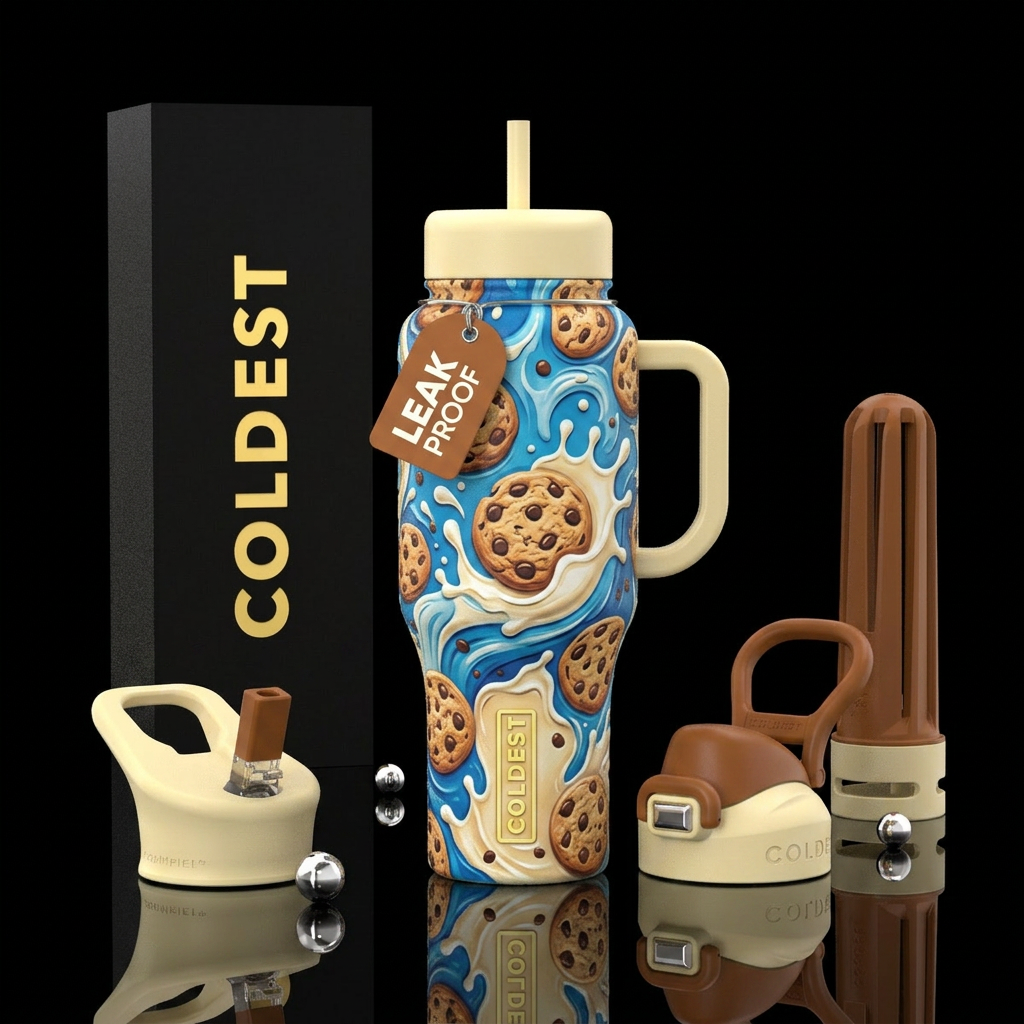 Milk and cookies water bottle design