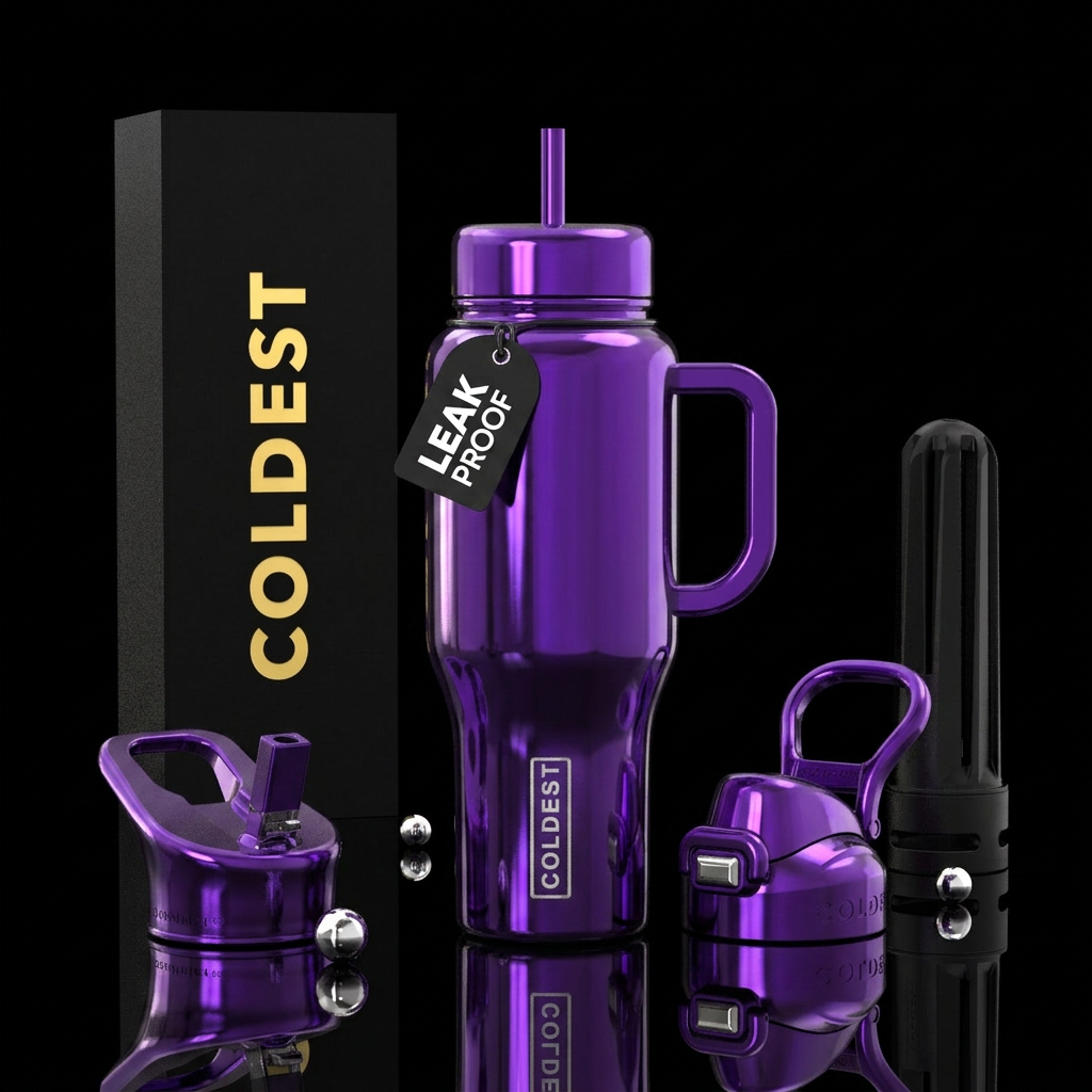 Dark purple shiny water bottle design