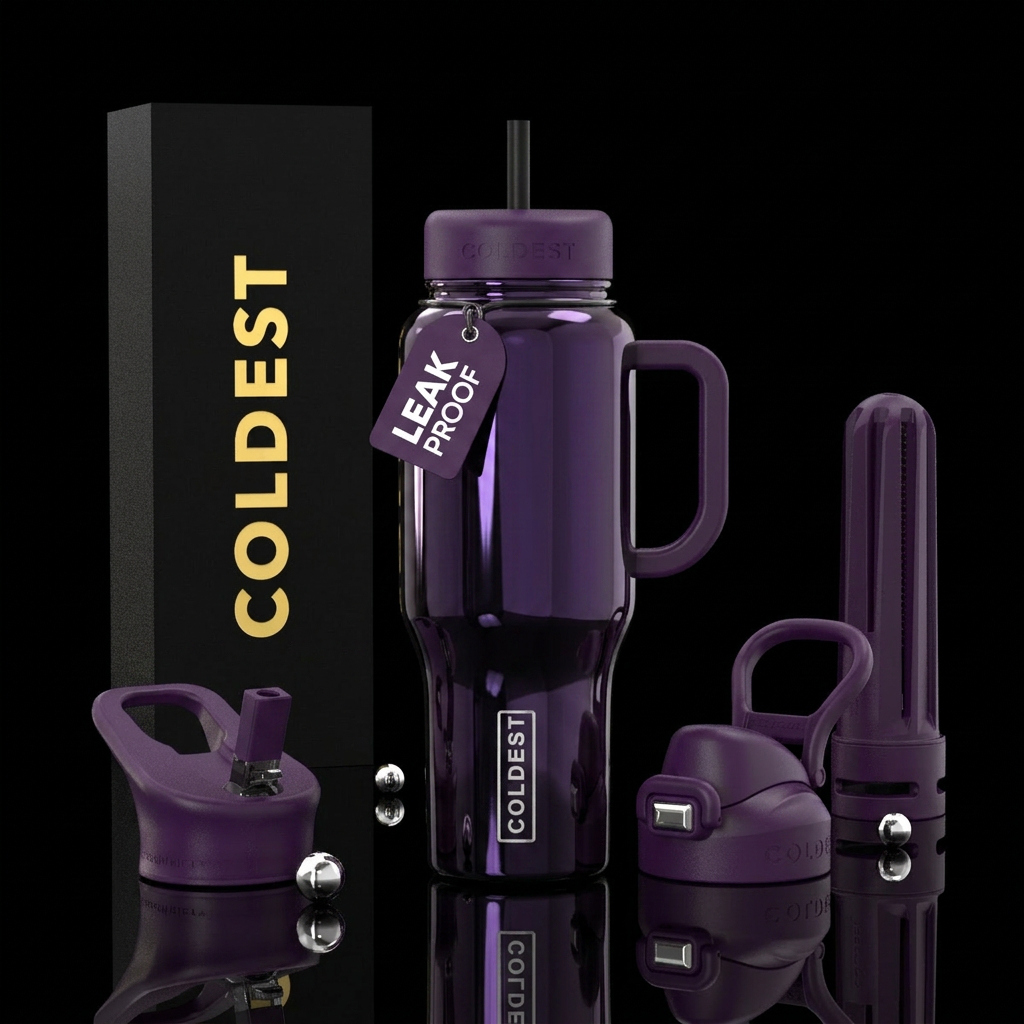 Dark purple shiny water bottle design