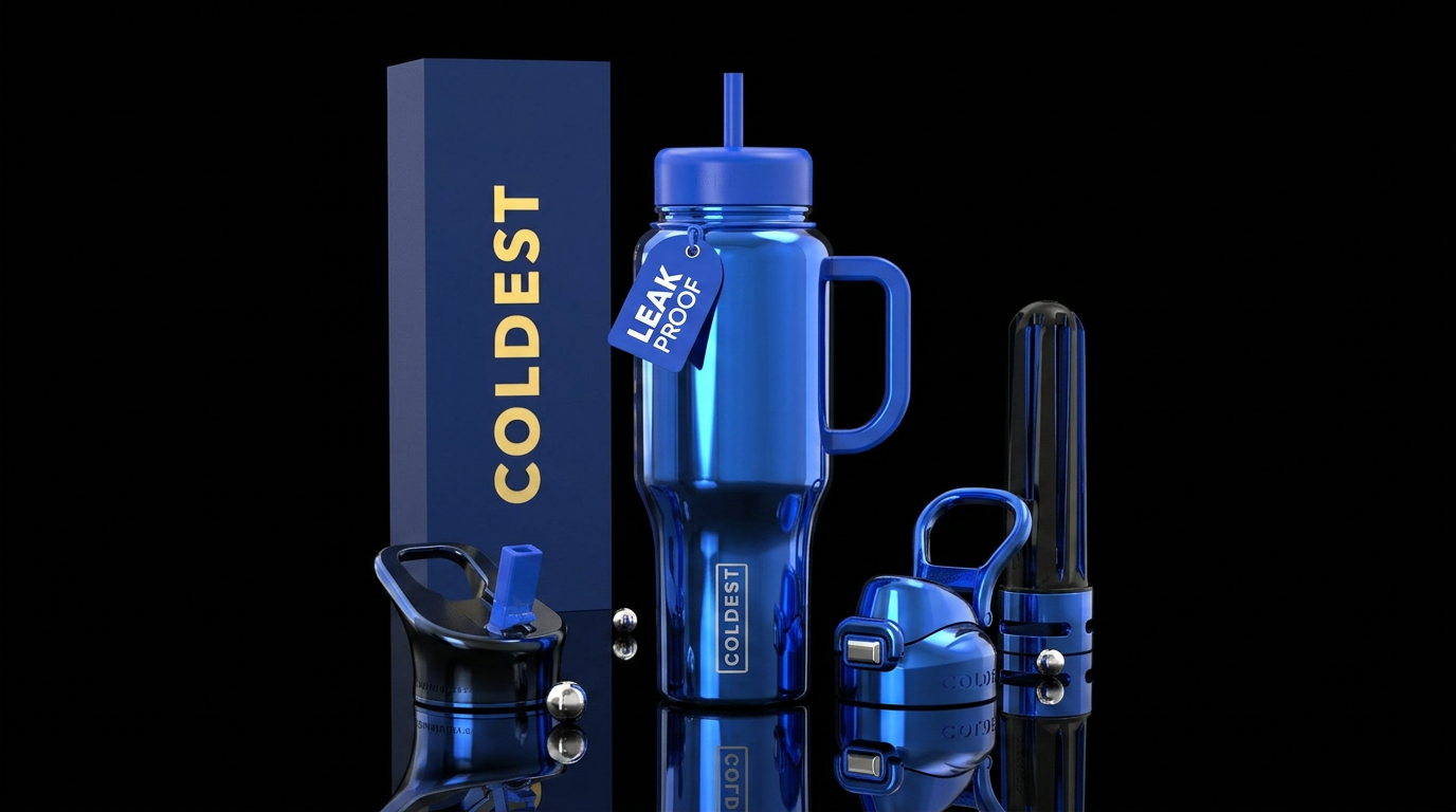 Cobalt blue shiny water bottle design