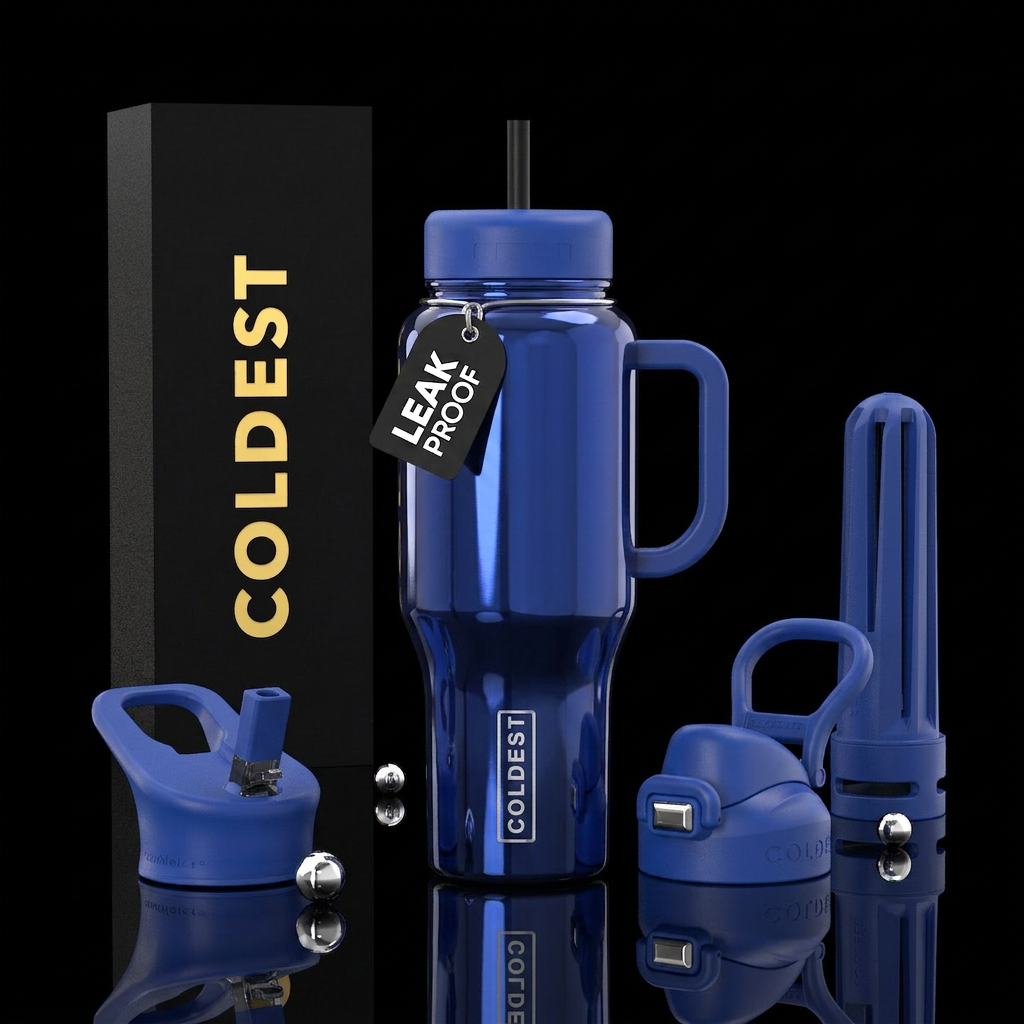 Cobalt blue shiny water bottle design