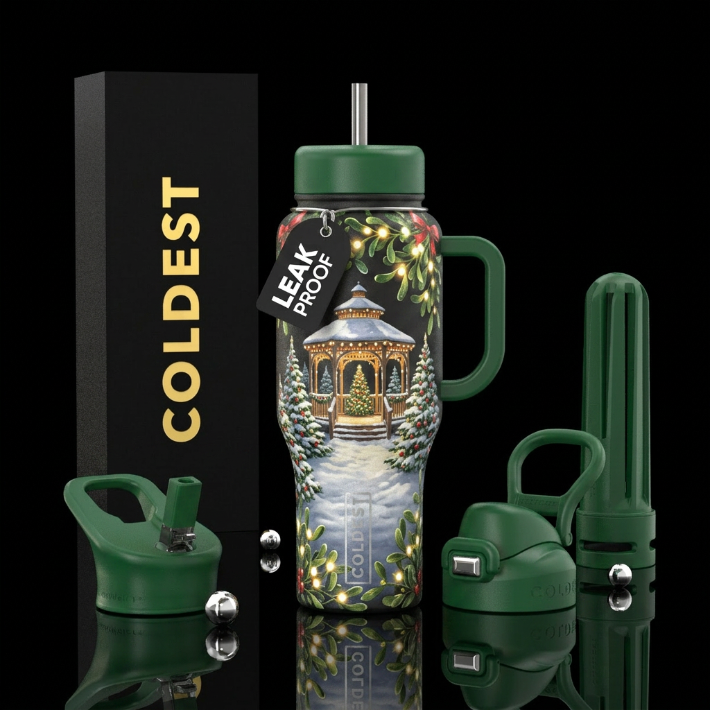 Christmas kisses water bottle design