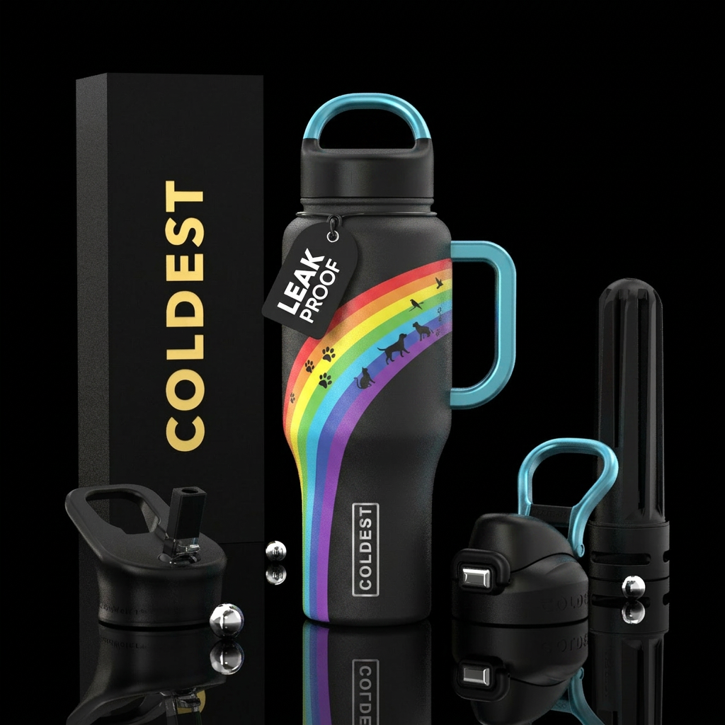 Rainbow bridge for passed away pets water bottle design