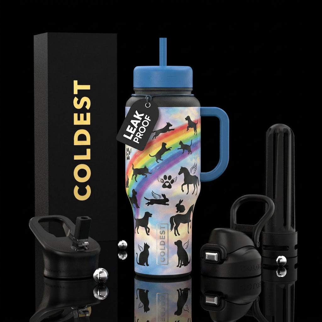 Rainbow bridge for passed away pets water bottle design