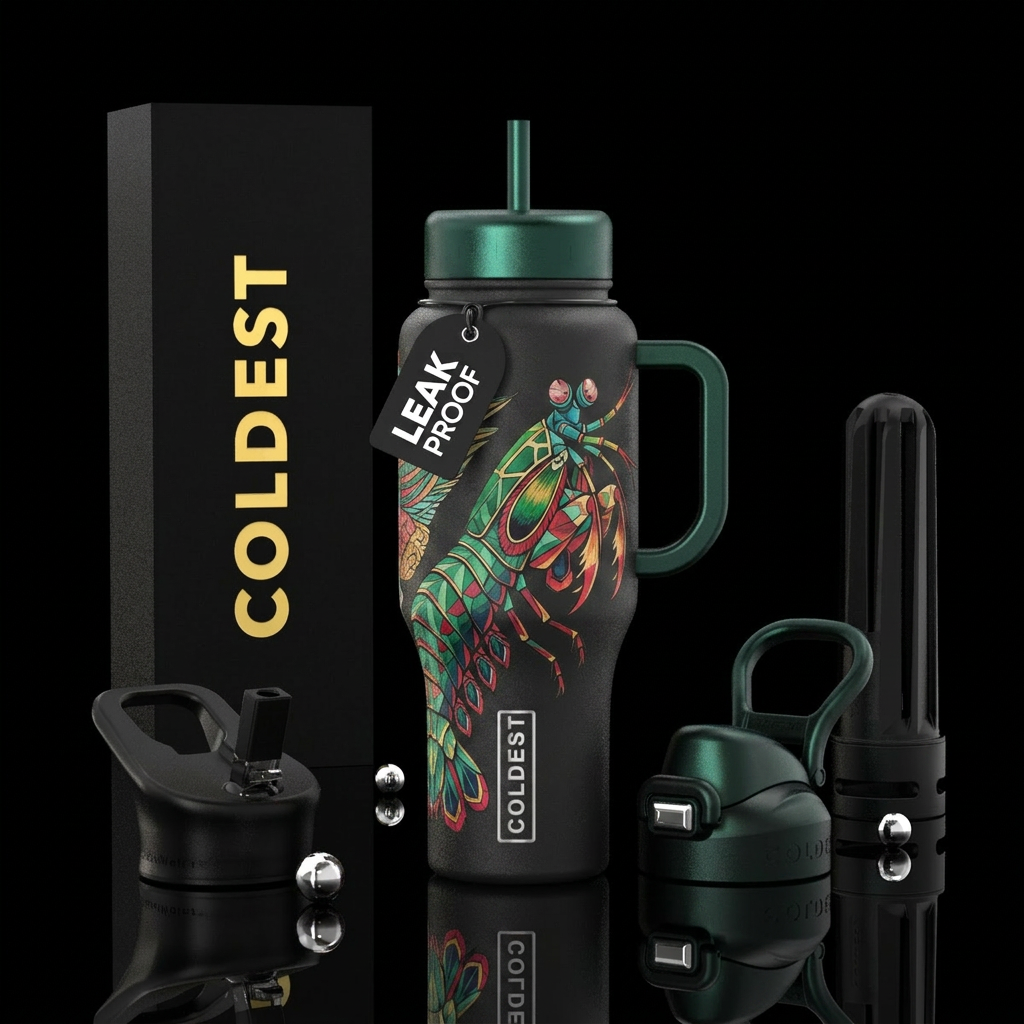 Mantis shrimp water bottle design