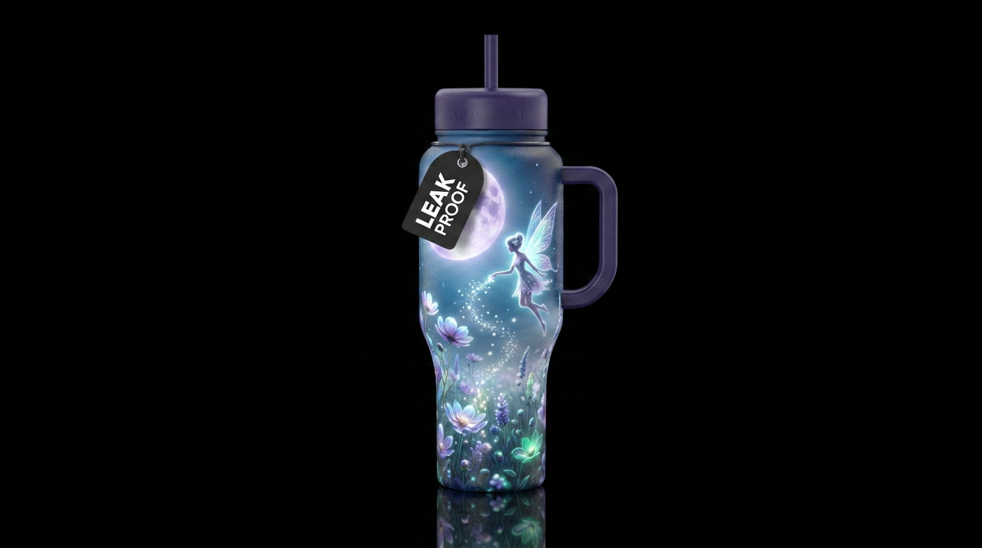 Moonlight and fairy water bottle design