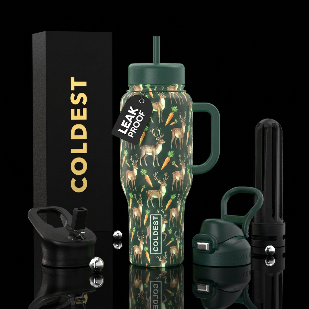 Reindeer and carrots Christmas design glow in the ... water bottle design