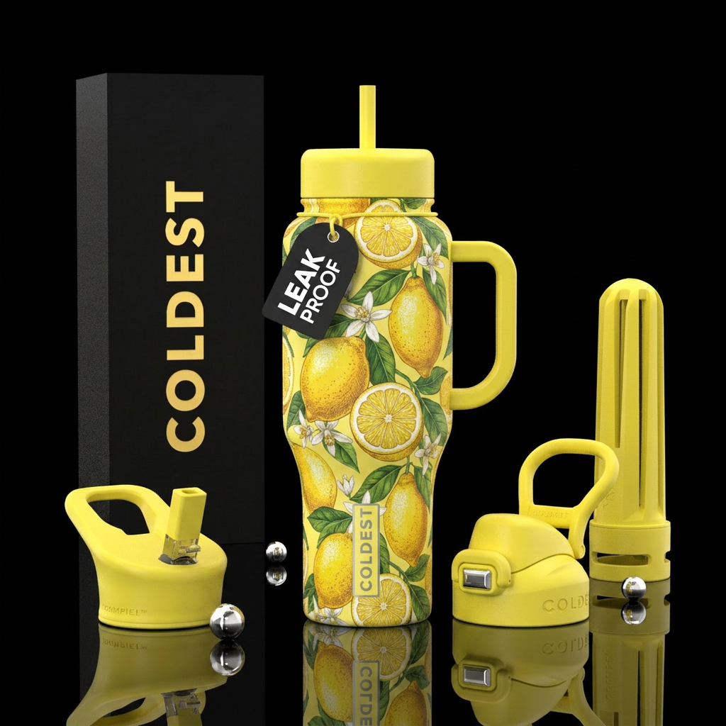 Lemon summer water bottle design