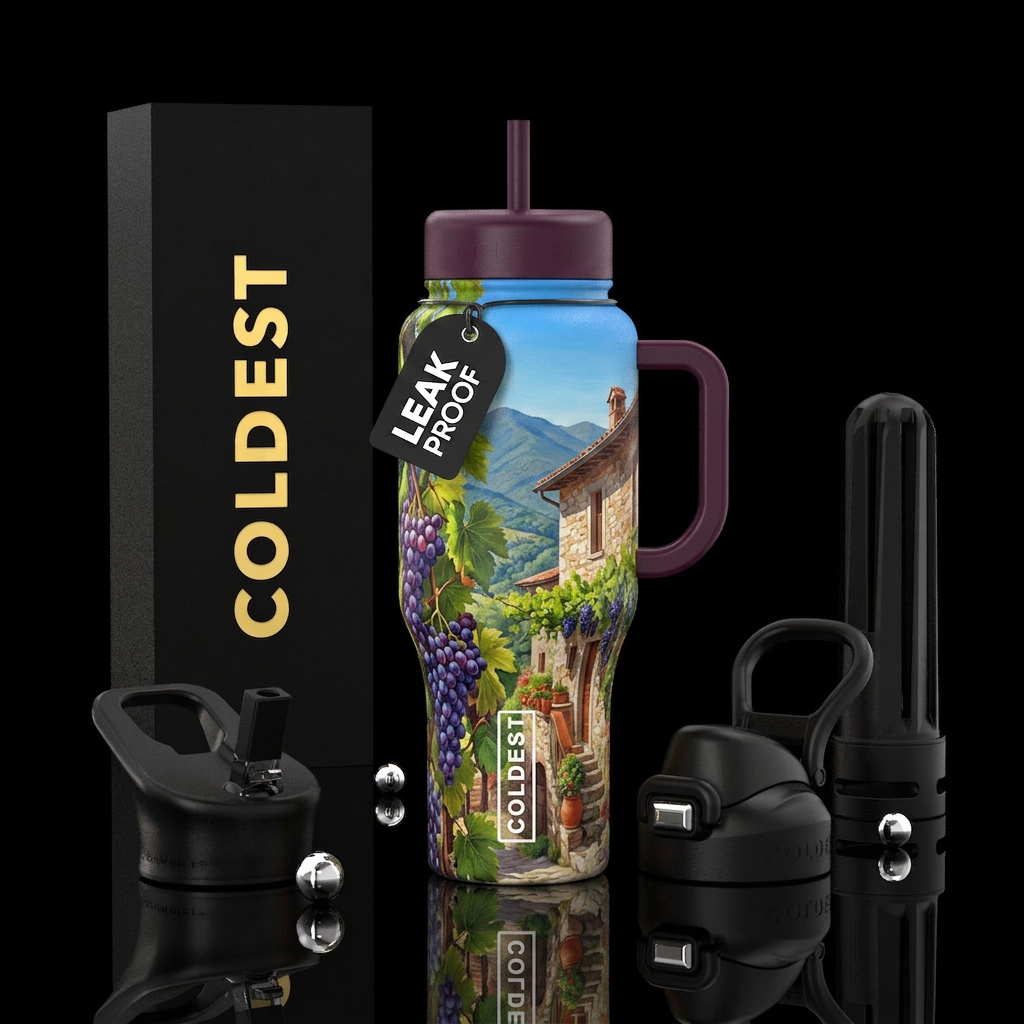 Grape vine outside house in Italy on a mountain water bottle design