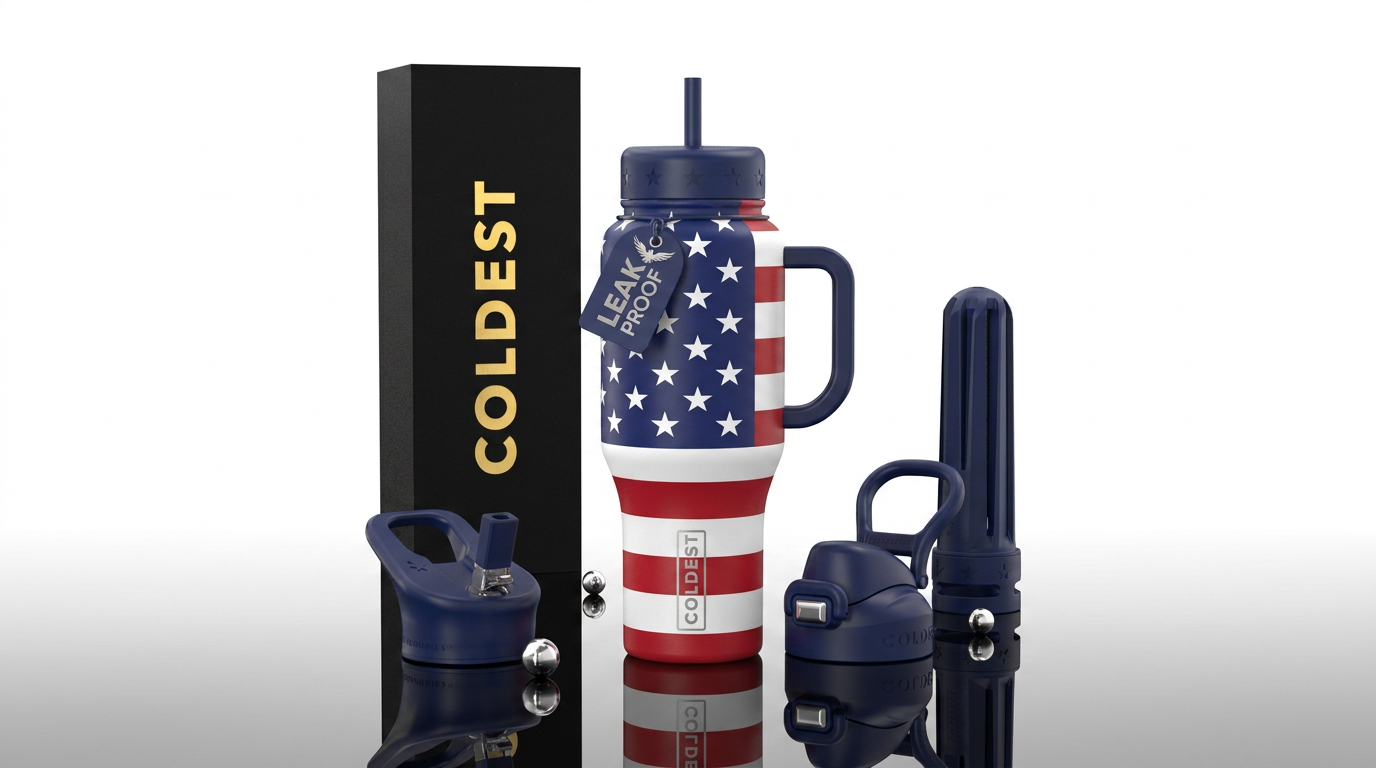 American flag water bottle design