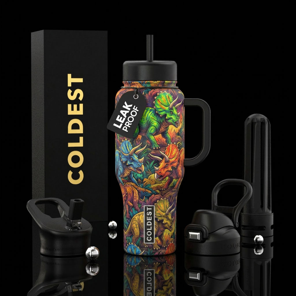 Triceratops water bottle design