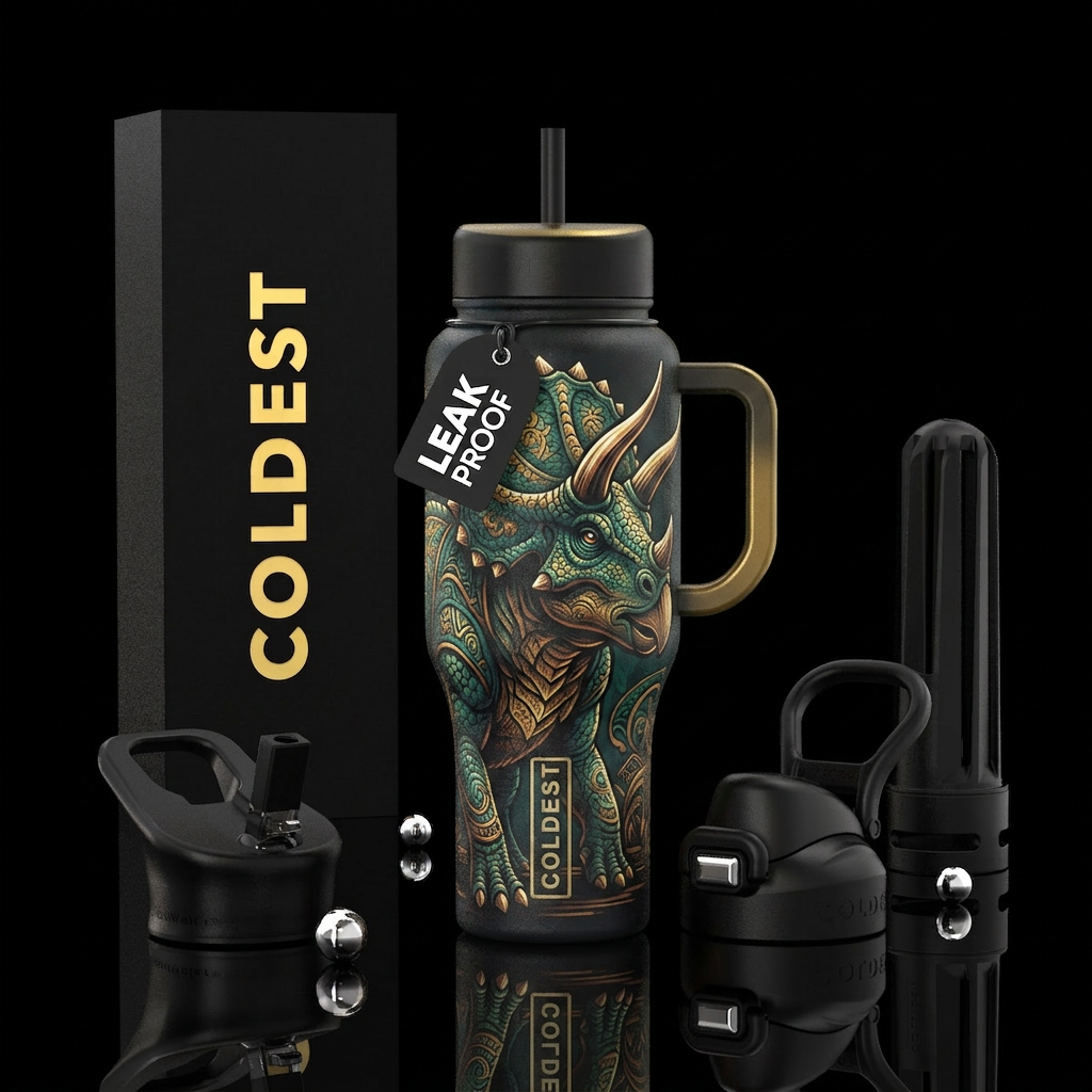Triceratops water bottle design