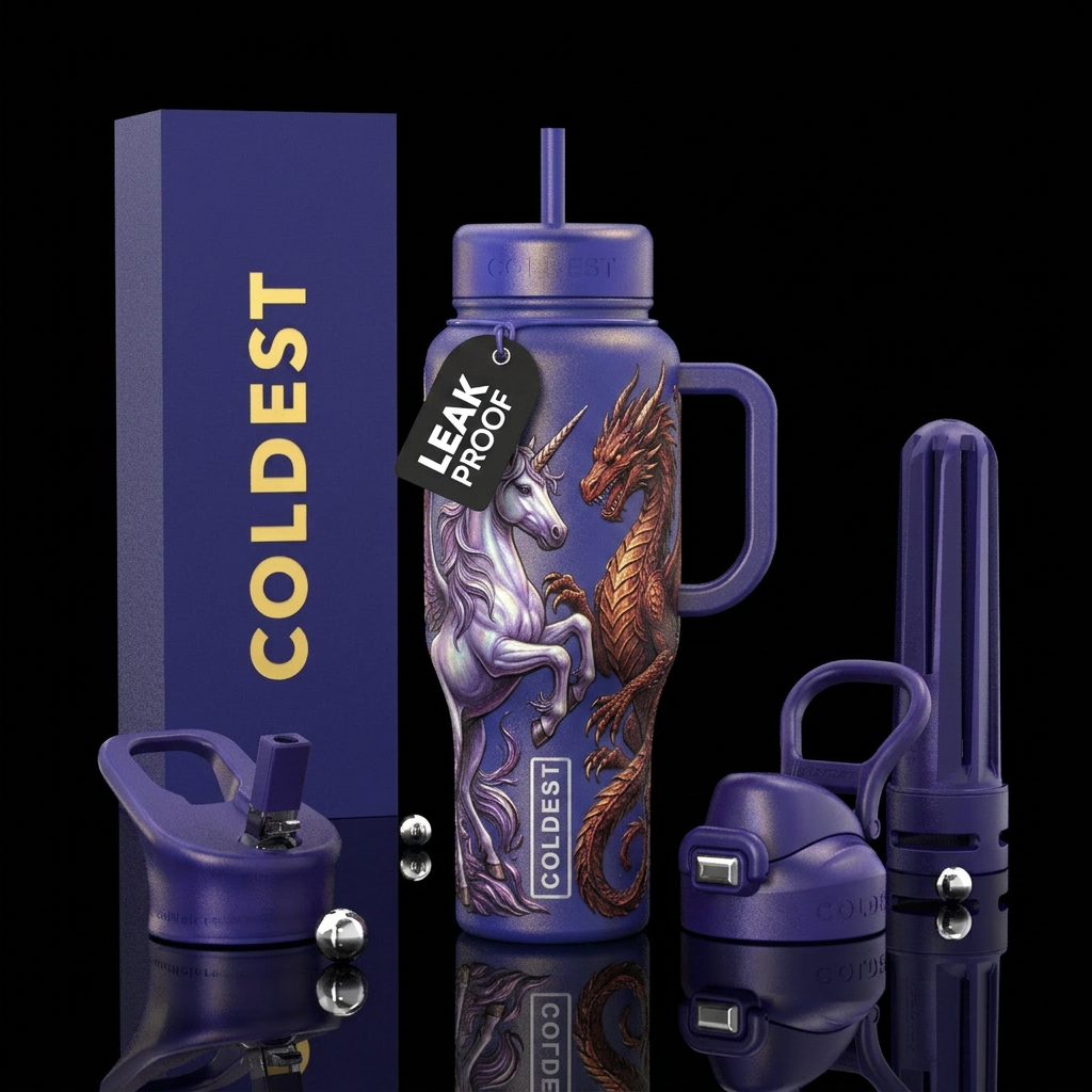 Unicorn and dragon water bottle design