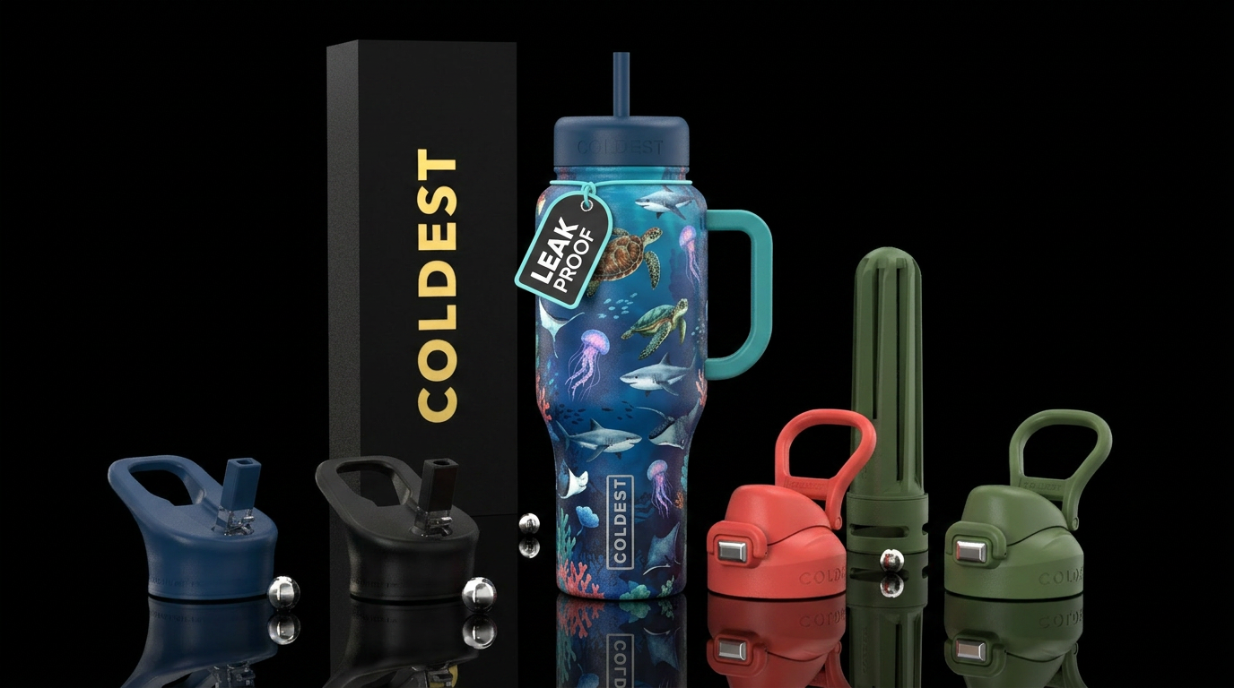 Sea turtles, sharks, jellyfish, stingrays water bottle design
