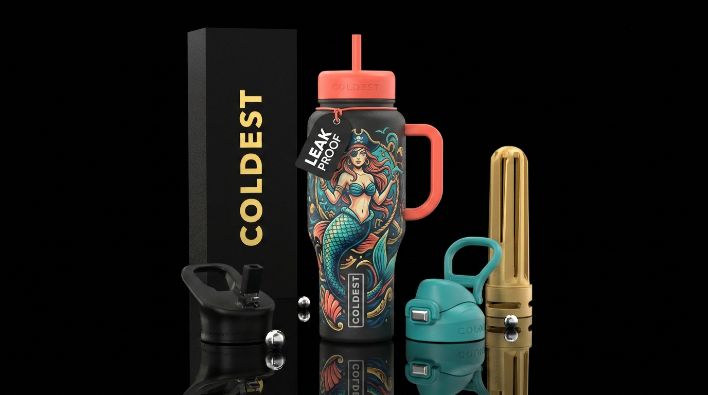 Mermaid pirate water bottle design