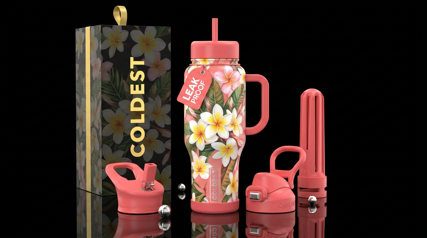 Beautiful plumeria water bottle design