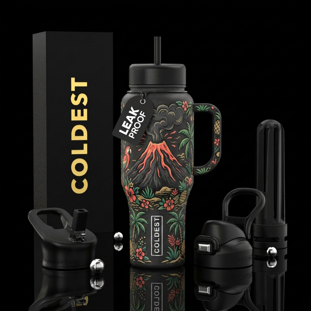 Jimmy buffet volcano water bottle design