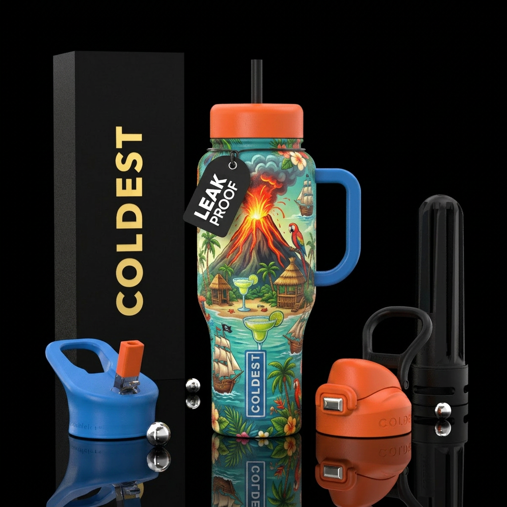 Jimmy buffet volcano water bottle design