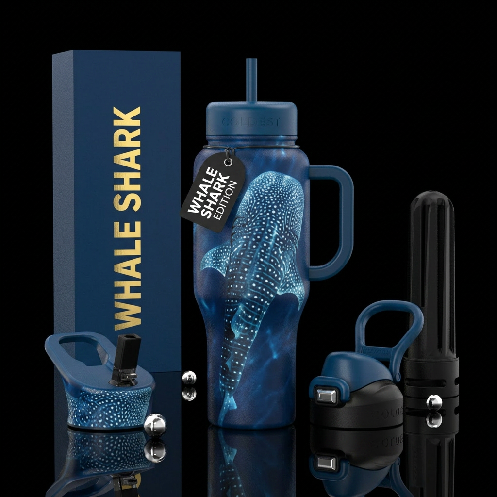 Whale shark water bottle design