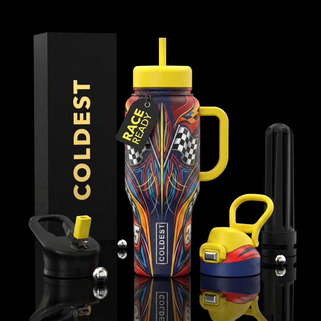 Race car water bottle design