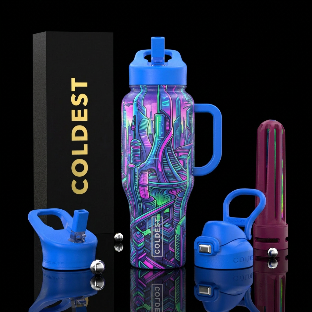 Futuristic architecture water bottle design