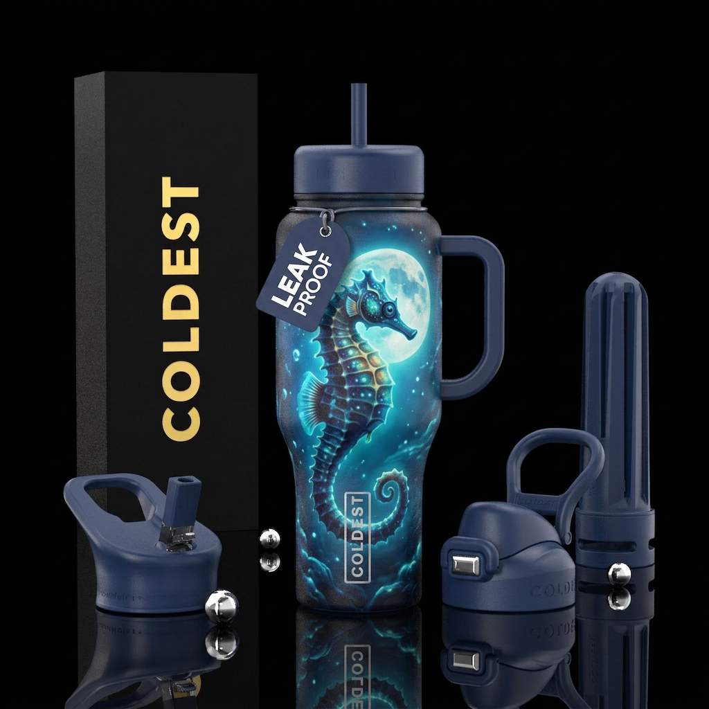 Moonlight seahorse water bottle design