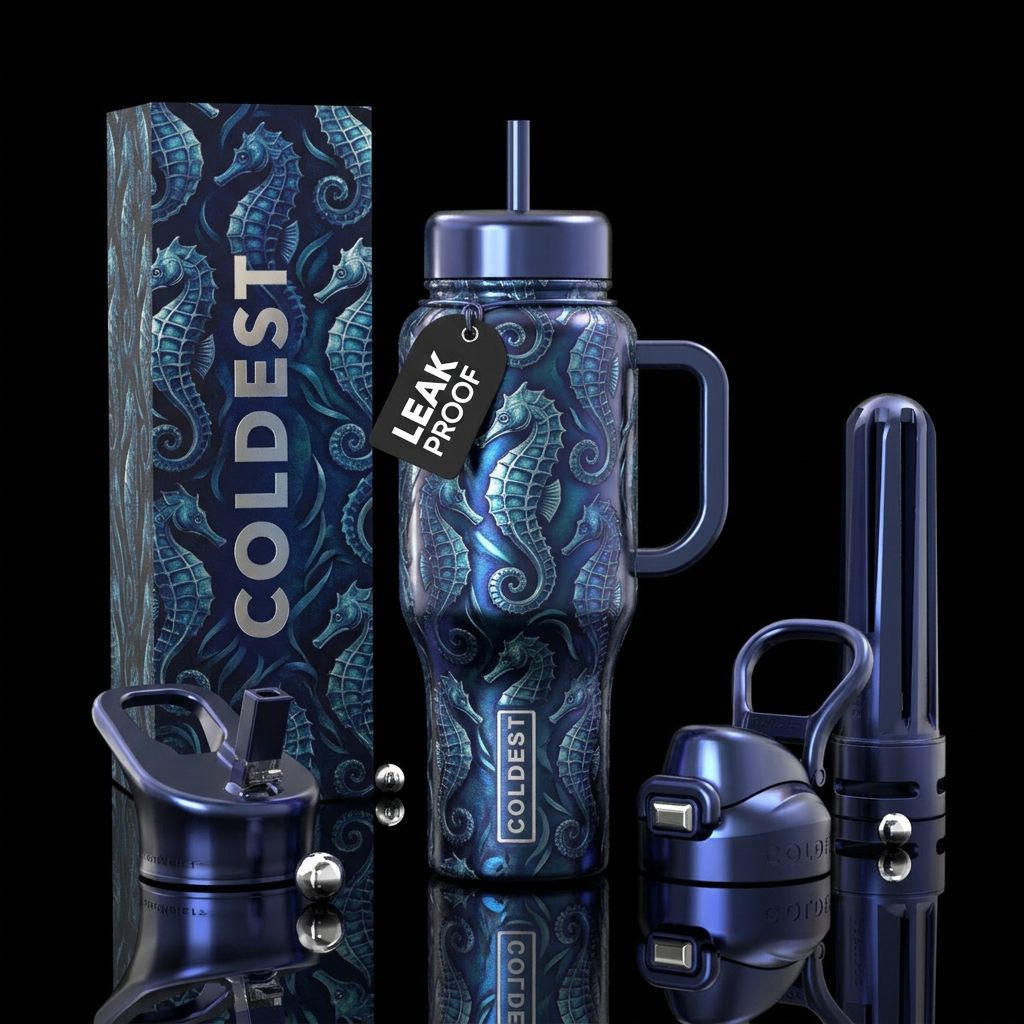 Moonlight seahorse water bottle design