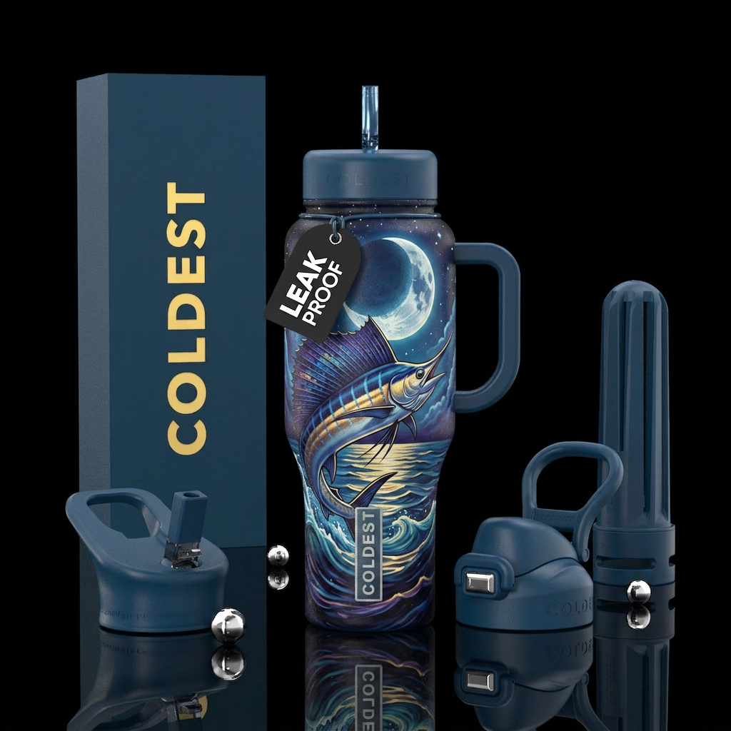 Moonlight sailfish water bottle design