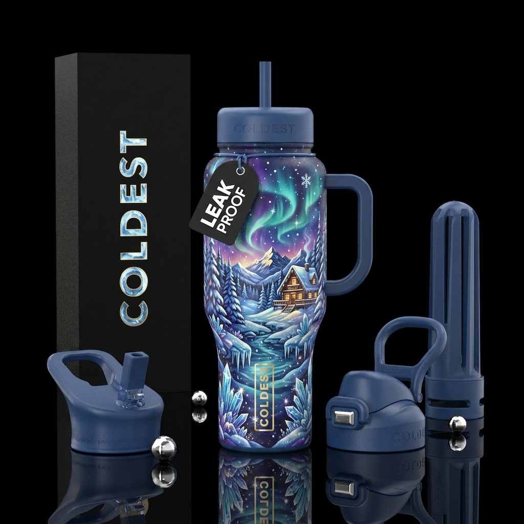 Winter wonderland water bottle design