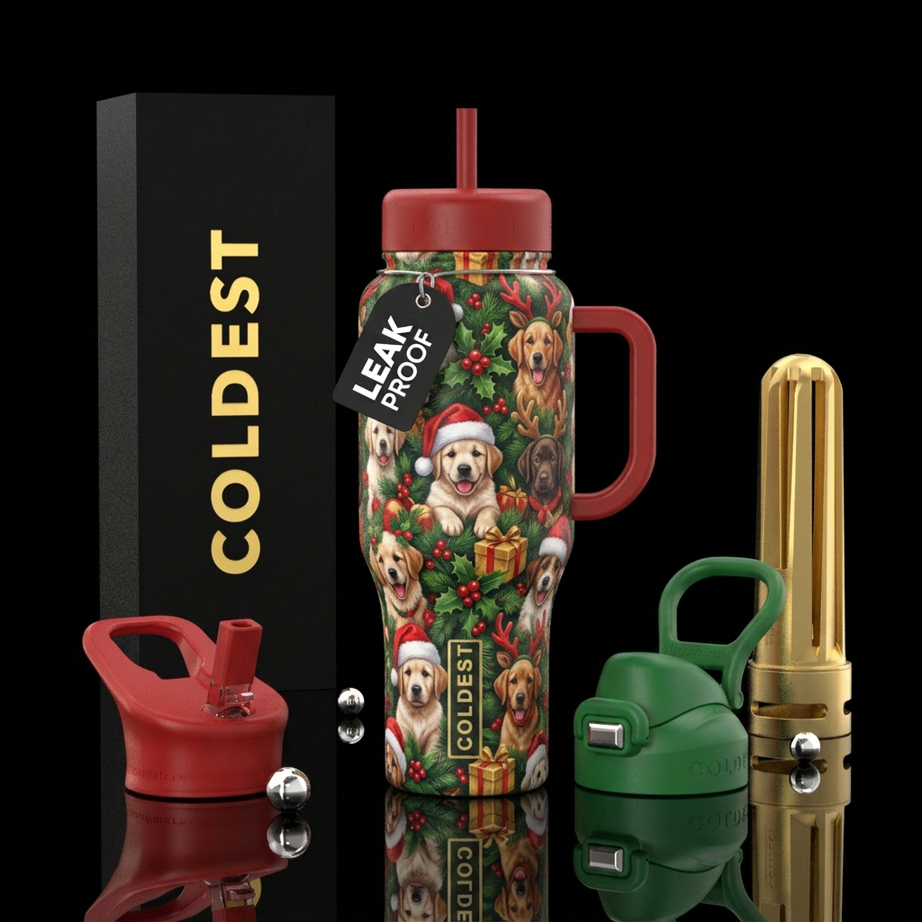 Christmas dog water bottle design